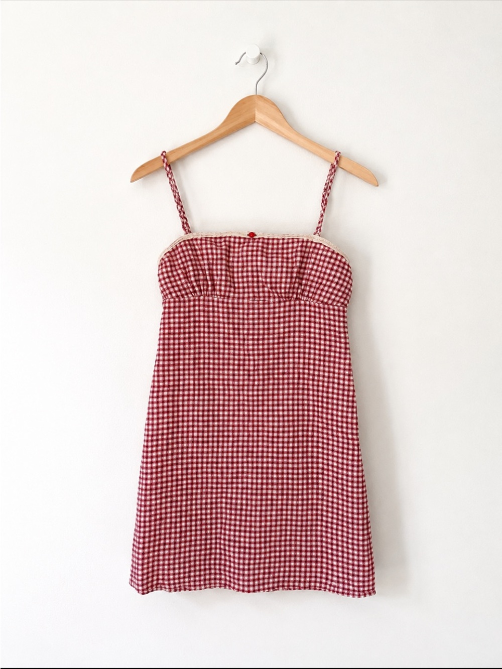 Aeropostale Red Gingham Spaghetti-Strap Mini Dress